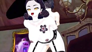 Lady Dimitrescu fucked doggystyle, hand job cum on face in anime