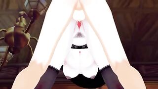 Lady Dimitrescu fucked doggystyle, hand job cum on face in anime