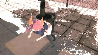 Hentai with a girl who has sex with an invisible guy