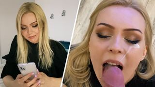 A beautiful neighbor came to visit and offered a stunning blowjob