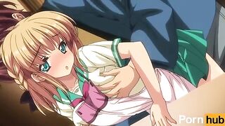 The girl has fun with her boyfriend and he finishes on her