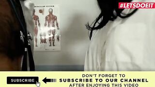 Two petite teen nurses seduce a horny doctor for a hard threesome sex session
