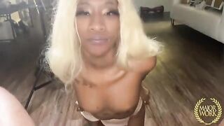 Petite hottie Mini Stallion rides a big black cock