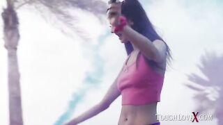 Petite brunette Eliza Ibarra gets manhandled by Karl Toughlove