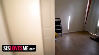 Guy interrupted sexy step sister as she performed a naughty show for her online followers