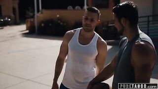Sheena Ryder agrees to a threesome with her stepson and his friend in this taboo scene