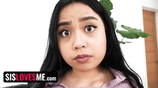 The lucky stepbrother fucks big assed and busty stepsis Luna Mills to keep her secret