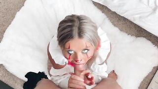 Crazy bitch gave me a deepthroat blowjob before the Halloween party