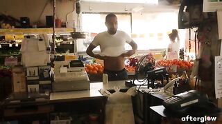 A couple has a passionate and romantic sex session in public place