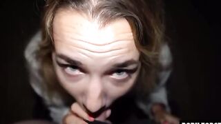 Petite Mona Blue gets her throat filled with cum