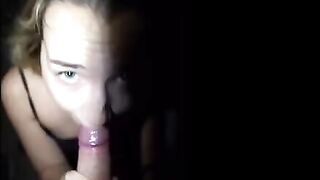 Petite Mona Blue gets her throat filled with cum