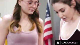Two lesbians mess around with each other while in detention