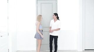 Skinny blonde Madison Summers fucked in the kitchen, showcasing passionate HD quality