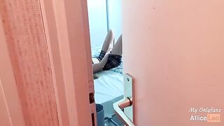 I spy on my stepsister as she rubs herself and I offered her my dick, she accepted!