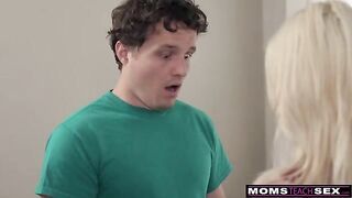 A hot MILF fucks her stepson and tucks him in