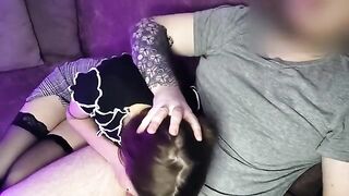 The guy got a bit horny and started petting the slim girl in the skirt