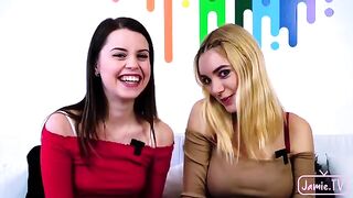 Two cute girls shared a big dick in an intense threesome