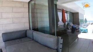 A blonde woman with socks fucks passionately with her boyfriend