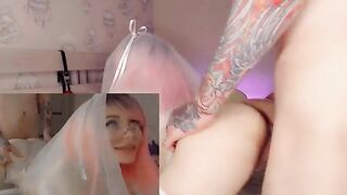 The bride cheated on her husband with his best friend and got cum on her ahegao face