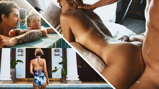 A couple has sex on the sea and surfs, capturing real passion in a vlog