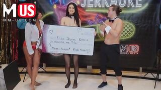 Brunette hottie Eliza Ibarra rides Jay Romero’s cock in a steamy game