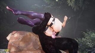 Busty girl breeds with a werewolf in a wild encounter