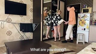 The hot woman did not wear panties and seduced a young boy