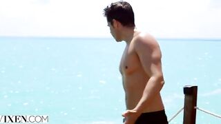 Petite brunette Gianna Dior gets fucked hard on a desert island in stunning 4K