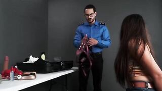 The officer found a toy in the luggage and checked the passenger's body