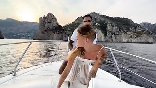 Date night on the boat turns into sex on the deck with the captain watching