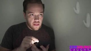 A petite girl is teasing her stepbrother, calling him a coward for not showing off his strength