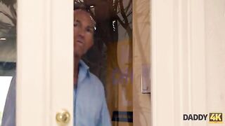 An athletic guy was tricked into outdoor sex by his son’s playful GF, a wild Daddy4K scene