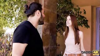 A skinny ginger gets even with her BF by having sex with a handsome man