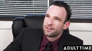 The hot secretary April Olsen gets fucked hard by her boss in the office