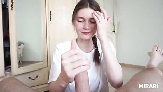 A cute teen is hungry for cum and sucks his dick dry - MIRARI