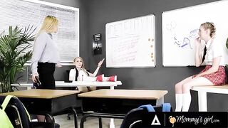 The teacher is having naughty fun with her student and bestie