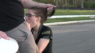A female police officer makes a man follow her orders in this steamy roleplay scene