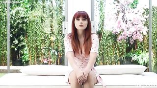 Redhead with a stunning figure auditions for modeling