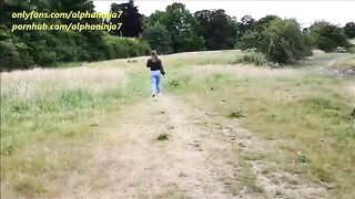 A guy fucked a girl in the park and made her taste his cock