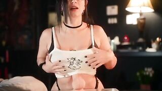 Big titty goth slut gets fucked with a new toy