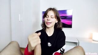 A cute girl got her face covered with cum - a thrilling experience!