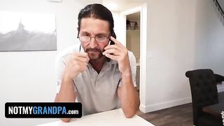 Pervert StepGrandpa punished horny stepdaughter Britt Blair for having sex with a stranger