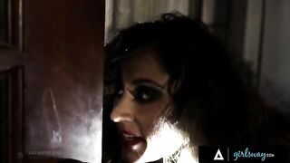 An investigator, Riley Reid, ravenously eats a hooker's pussy to get information