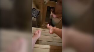 This guy masturbates while in sauna... I went there and he got it all