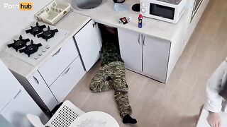 A babe is getting fucked again by her husband in the kitchen