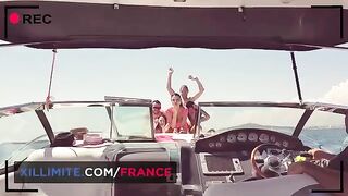 Sex on the yacht with a busty and curvy older woman