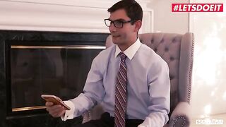Two young American babes seduced a lawyer to fuck them both with their friends