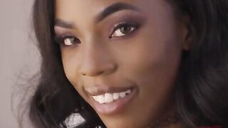 Skinny ebony teen Sarah Banks gets her asshole gapped hard in intense anal action