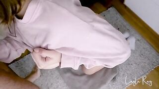 The guy made cum in the panties of his stepsister and pulled them up