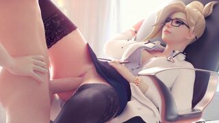 Overwatch Mercy SFM animation with pink hair model